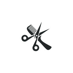 Comb and scissors icon template color editable. Comb and scissors symbol vector sign isolated on white background illustration for graphic and web design.