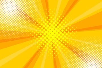 Comic yellow sunbeam background retro pop art style cartoon
