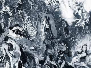 Abstract art painting, black and white creative hand painted background, marble texture