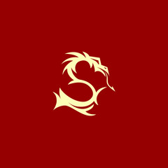 magical oriental asian dragon in the shape of the letter S