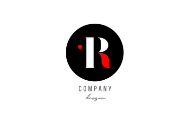 R letter alphabet icon logo design in white red with circle for business and company