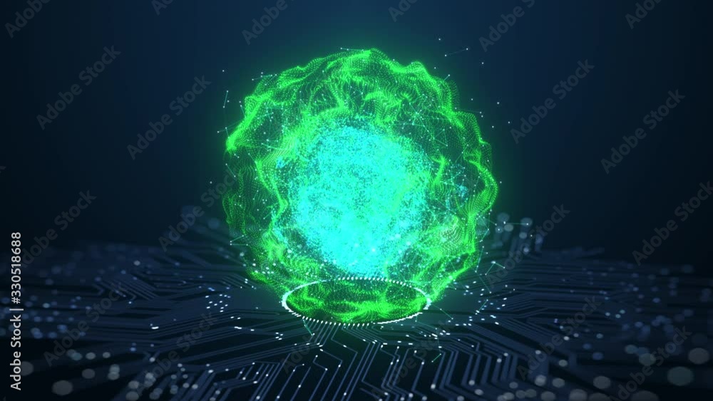 Poster technology artificial intelligence (ai) brain animation digital data concept. big data flow analysis