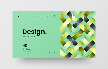 Creative horizontal website screen part for responsive web design project development. Abstract geometric pattern banner layout mock up. Corporate landing page block vector illustration template.