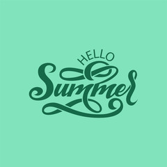 Hello summer lettering vector, hand painted grunge lettering
