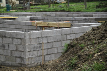 Cement new residential house foundations