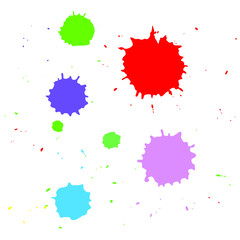Multi-colored spots of paint with splashes. Vector. Elements for creative design.