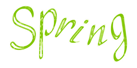 Lettering spring. Holiday inscription with, handwritten.