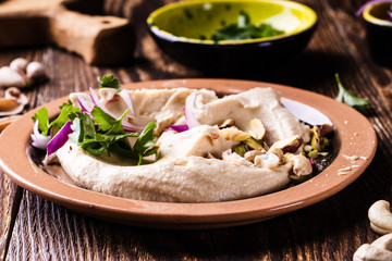 Healthy vegan snack hummus dip