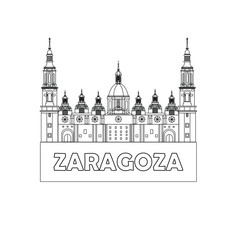 Naklejka premium Basilica del Pilar cathedral in Zaragoza city Spain