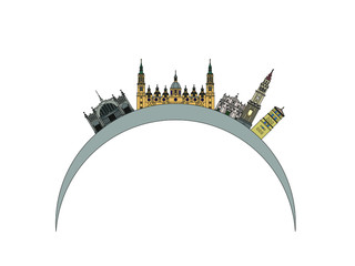 Fototapeta premium Zaragoza city skyline in Spain