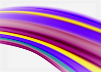 Wave lines abstract background, smooth silk design with rainbow style colors. Liquid fluid color waves. Vector Illustration