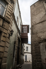 Empty street in old city of Baku, Azerbaijan. Old city Baku. Inner City buildings.