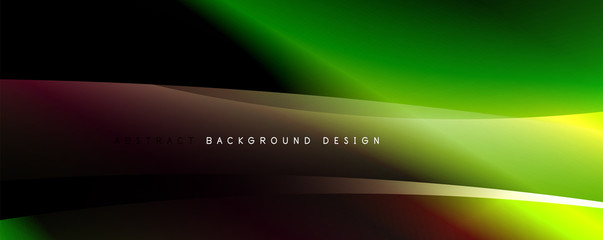 Wave liquid style lines with shadows and light on gradient background