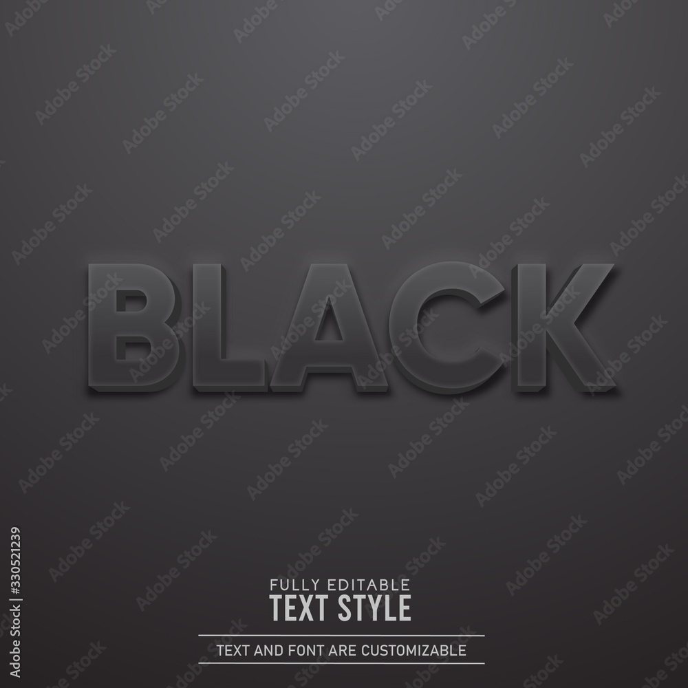 Fototapete black clean minimalist simple realistic 3d with shadow text effect