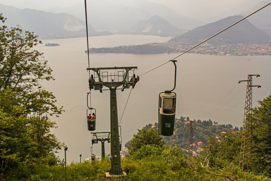 Looking over lake maggiore from bucket lift at laveno-mombello italy