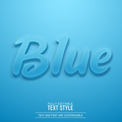 Blue minimalist simple realistic 3D shadow text effect
