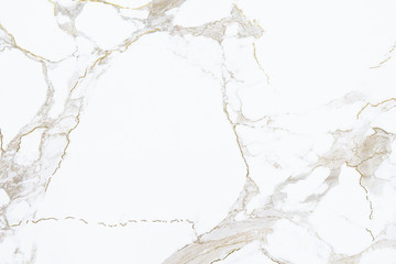 White marble stone texture with golden cracks pattern, close up background.