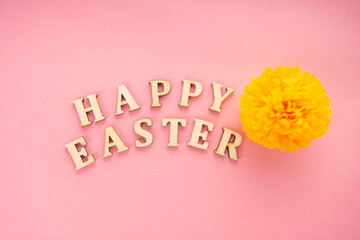  Happy Easter text on rose background.