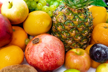 Naklejka na ściany i meble composition with a lot of differrent fruits. exotic fruits