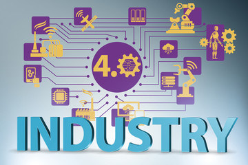 Industry 4.0 concept with various stages - 3d rendering