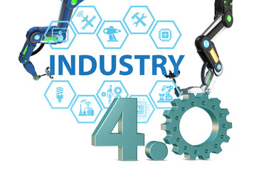 Industry 4.0 concept with various stages - 3d rendering