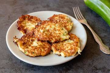 Crispy zucchini fritters with egg, flour and onion.