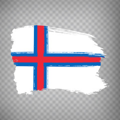 Flag of Faroe islands from brush strokes. Flag  of Faroe islands on transparent background for your web site design, app. Kingdom of Denmark. Europe. Stock vector.  EPS10.