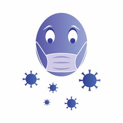Face icons wearing protective Medical masks to prevent the Wuhan Covid-19 virus. Vector illustration
