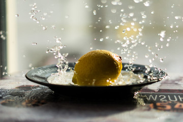 Lemon Splash in Water Bowl