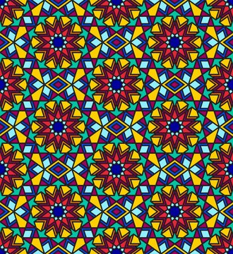 Stained glass multicolor seamless pattern