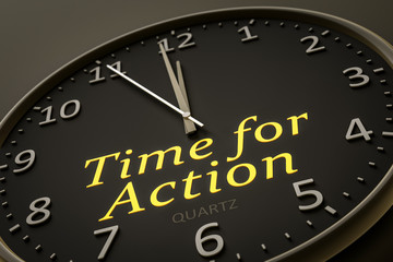 time for action modern black clock style