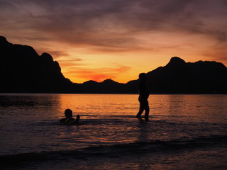 sunset on the beach