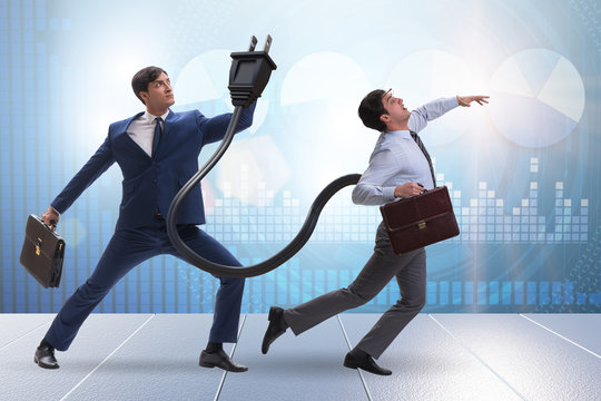 Businessman losing energy to work