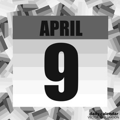 April 9 icon. For planning important day. April 9 illustration. Banner for holidays and special days. Vector Illustration.