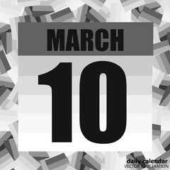March 10 icon. For planning important day. Banner for holidays and special days. Tenth of march. Vector Illustration.