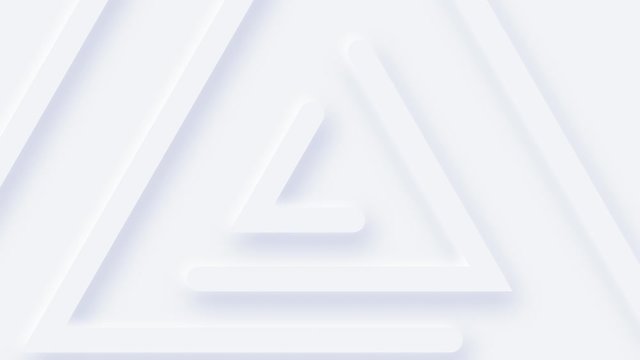 White minimalist triangle maze neomorphism motion background.