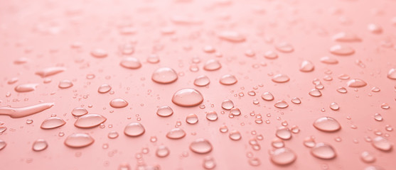 Lots of different rain water drops on a pink background
