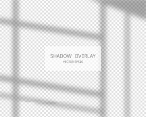 Shadow overlay effect. Natural shadows from window isolated on transparent background. Vector illustration. 