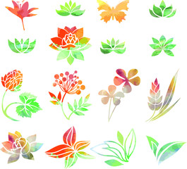  Collection of aquarel plants