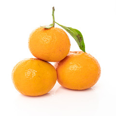 mandarins with leaf isolated on white background