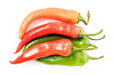 hot chilli peppers isolated on white background