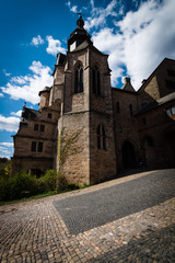 Fototapeta na wymiar Marburg. Germany. The Marburger Schloss (Marburg castle), is the first residence of Landgraviate of Hesse. Stylization. Toning.