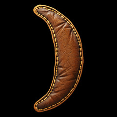 Obraz premium Symbol right parentheses made of leather. 3D render font with skin texture isolated on black background.
