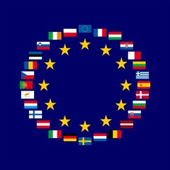 European union flags. Vector illustration