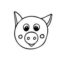 pig in doodle style. cute beast hand drawn in scandinavian simple monochrome. element for the design of children's rooms, clothes, sticker, coloring, poster