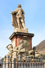 Statue of Elector Carl Theodor (in german Kurfürst Carl Theodor) and Skyline Heidelberg Baden-Württemberg Germany