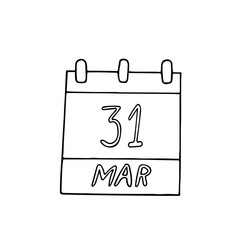 calendar hand drawn in doodle style. March 31. World Backup Day, date. icon, sticker, element
