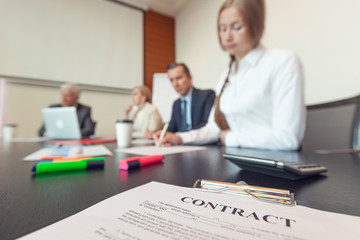 Business people and contract