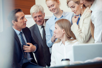 Business team interacting at meeting