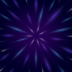 space background with blue rays. Template for text. Vector illustration